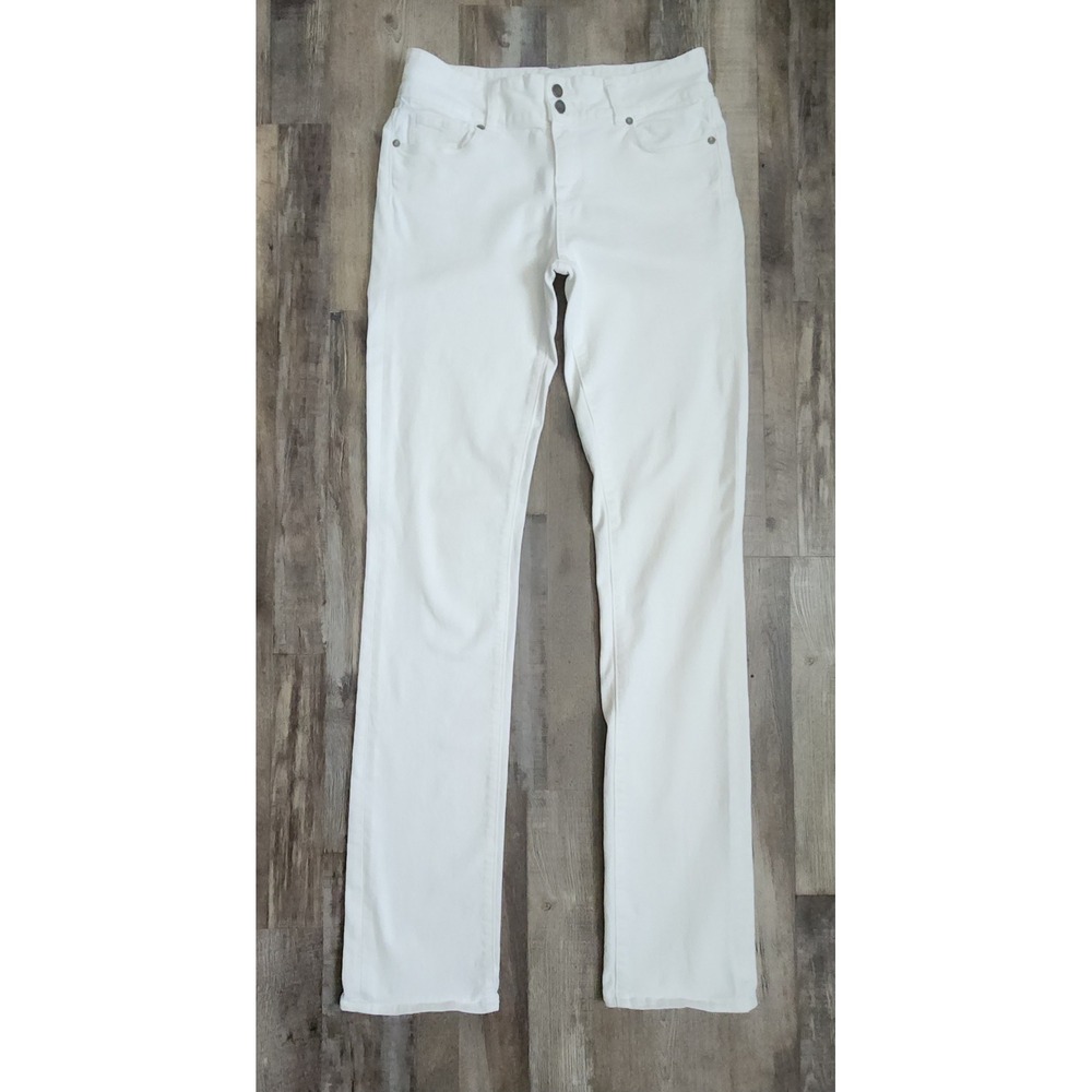 Paige Jeans Womens 29 White  Hidden Hills Straight Leg Double Button Denim Pants